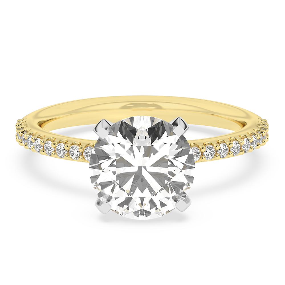 14K Yellow Gold Round Diamond Classic Engagement Ring