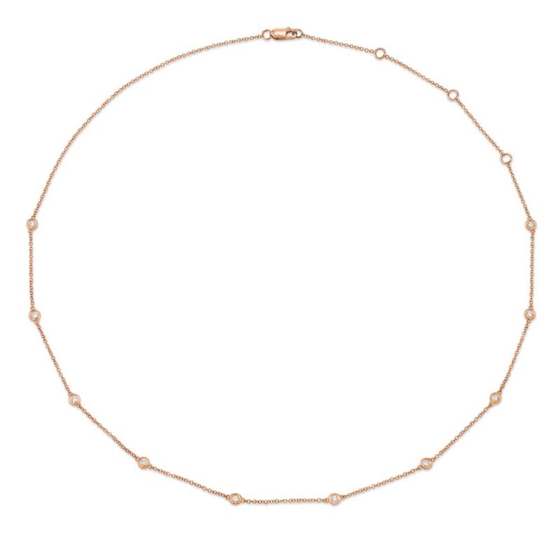 0.28Ct 14K Rose Gold 18" Diamonds By The Yard Chain