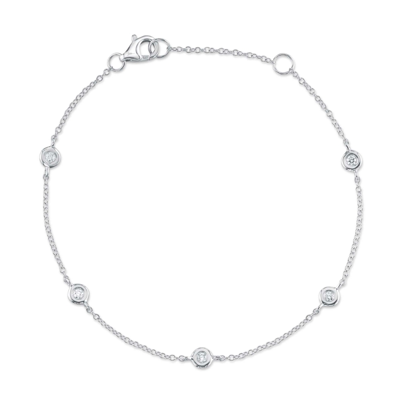 0.13Ct 14K White Gold 7" Diamonds By The Yard Bracelet