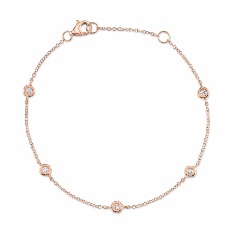 0.13Ct 14K Rose Gold 7" Diamonds By The Yard Bracelet