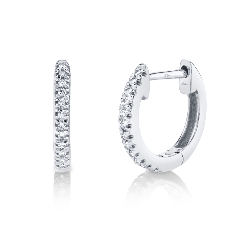 0.07ct 14k White Gold Diamond Huggie Earrings