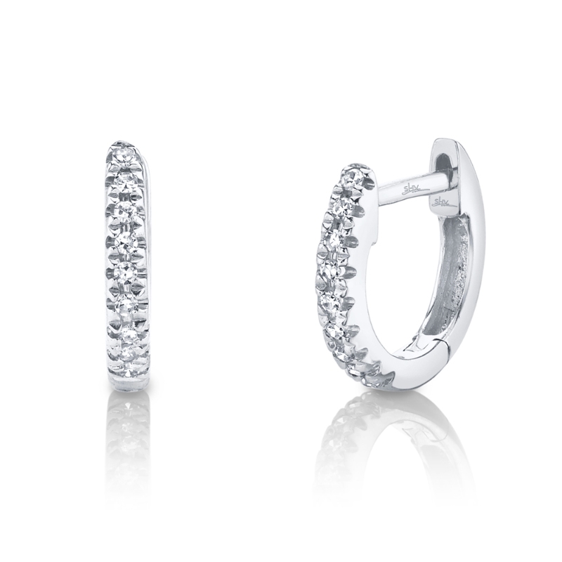 0.04Ct 14K White Gold Diamond Mini Huggie Earrings