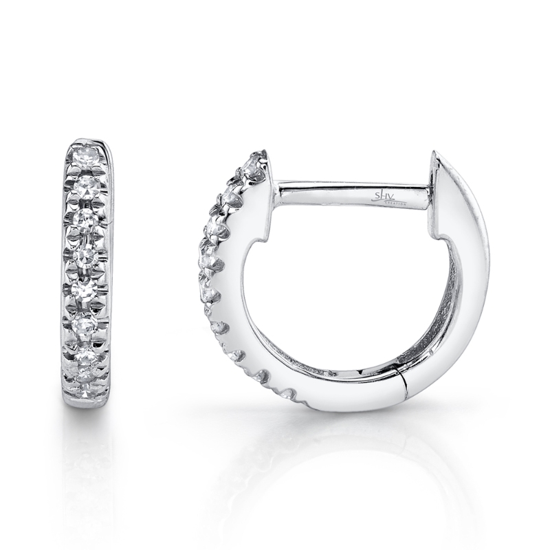 0.04Ct 14K White Gold Diamond Mini Huggie Earring