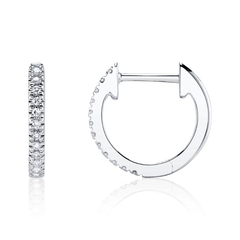 0.07Ct 14K White Gold Diamond Huggie Earring