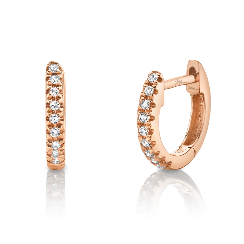 0.04Ct 14K Rose Gold Diamond Mini Huggie Earrings