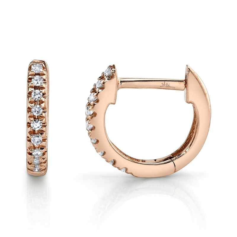 0.04Ct 14K Rose Gold Diamond Mini Huggie Earring