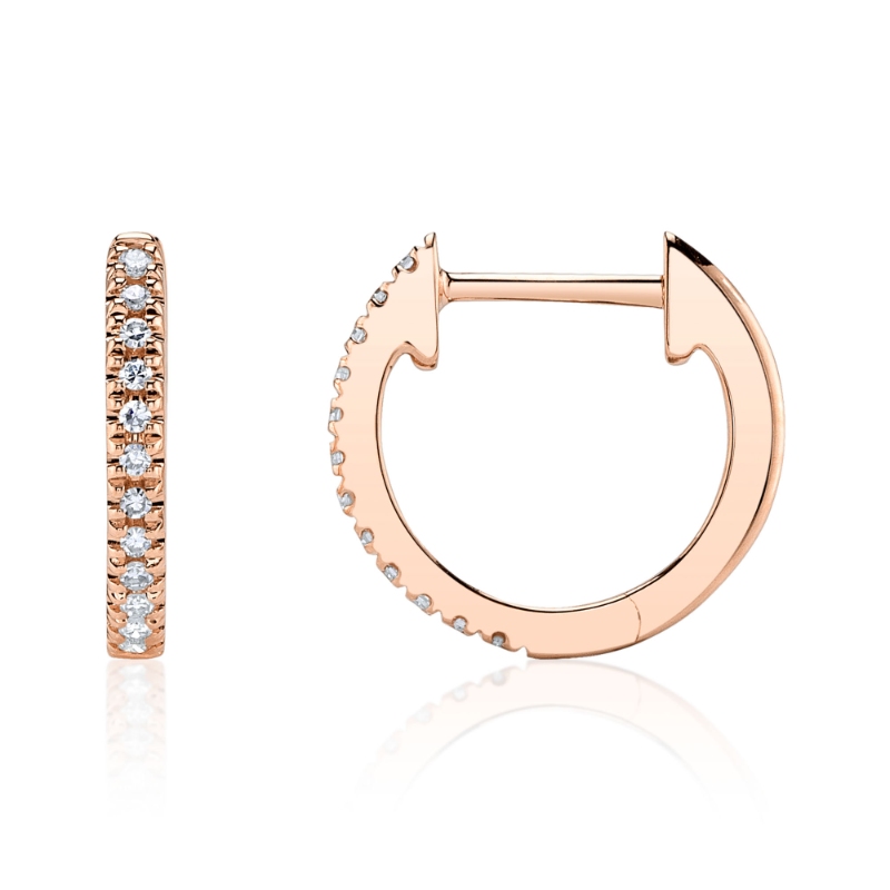 0.07Ct 14K Rose Gold Diamond Huggie Earring