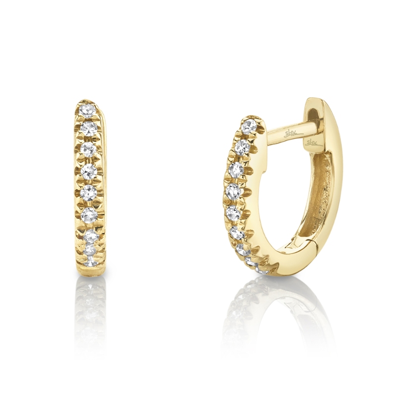 0.04Ct 14K Yellow Gold Diamond Mini Huggie Earrings
