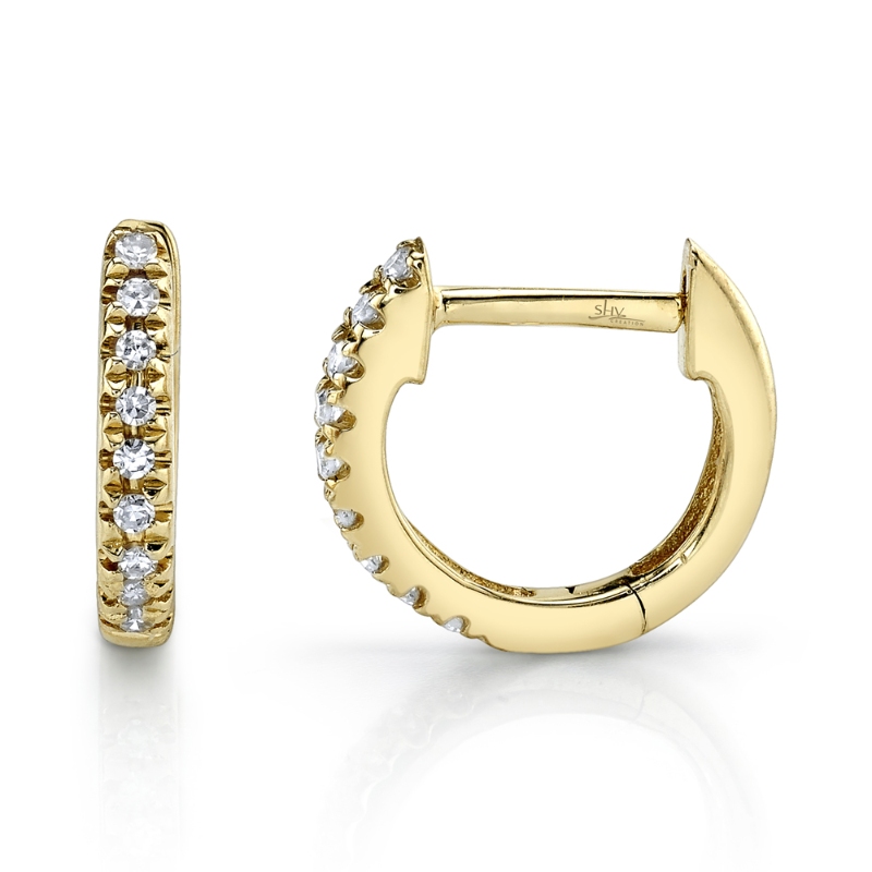 0.04Ct 14K Yellow Gold Diamond Mini Huggie Earring
