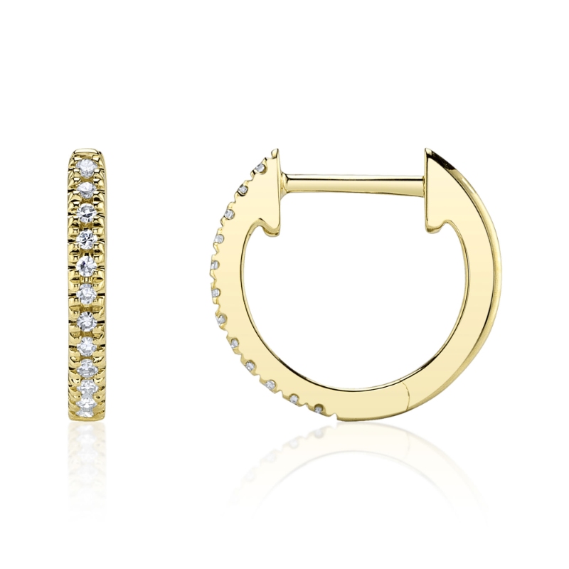 0.07Ct 14K Yellow Gold Diamond Huggie Earring