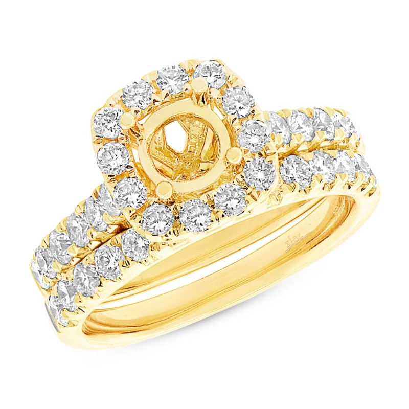1.25Ct 14K Yellow Gold Diamond Semi-Mount Ring 2-Pc For 0.75Ct-Ctr