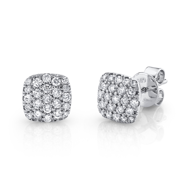 0.50Ct 14K White Gold Diamond Pave Stud Earrings