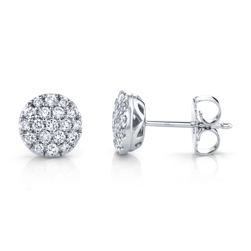 0.48Ct 14K White Gold Diamond Pave Circle Stud Earring