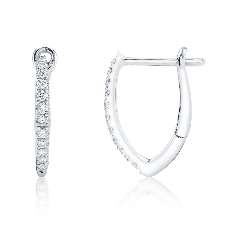 0.15Ct 14K White Gold Diamond Hoop Earring