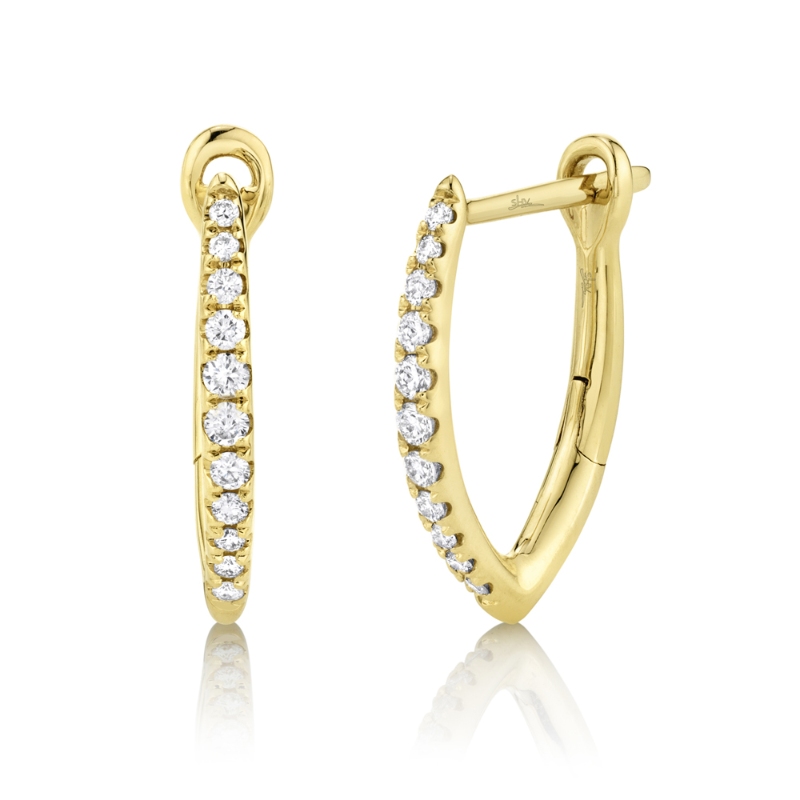 0.15Ct 14K Yellow Gold Diamond Hoop Earrings