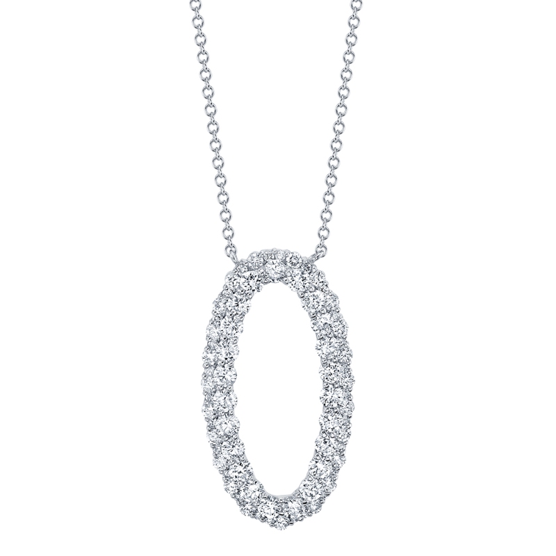 1.33Ct 14K White Gold Diamond Oval Necklace