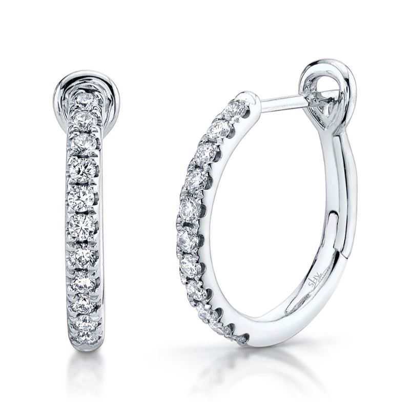 0.26Ct 14K White Gold Diamond Hoop Earrings