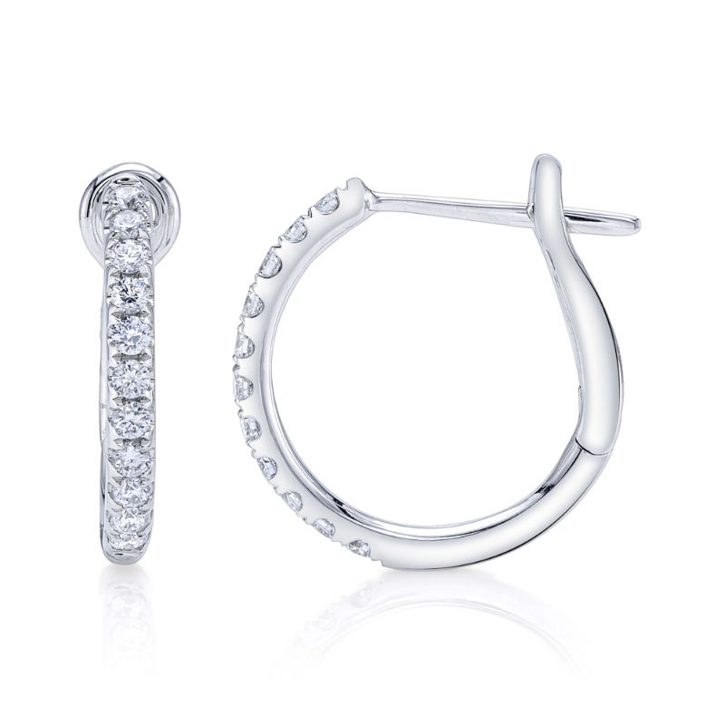 0.26Ct 14K White Gold Diamond Hoop Earring