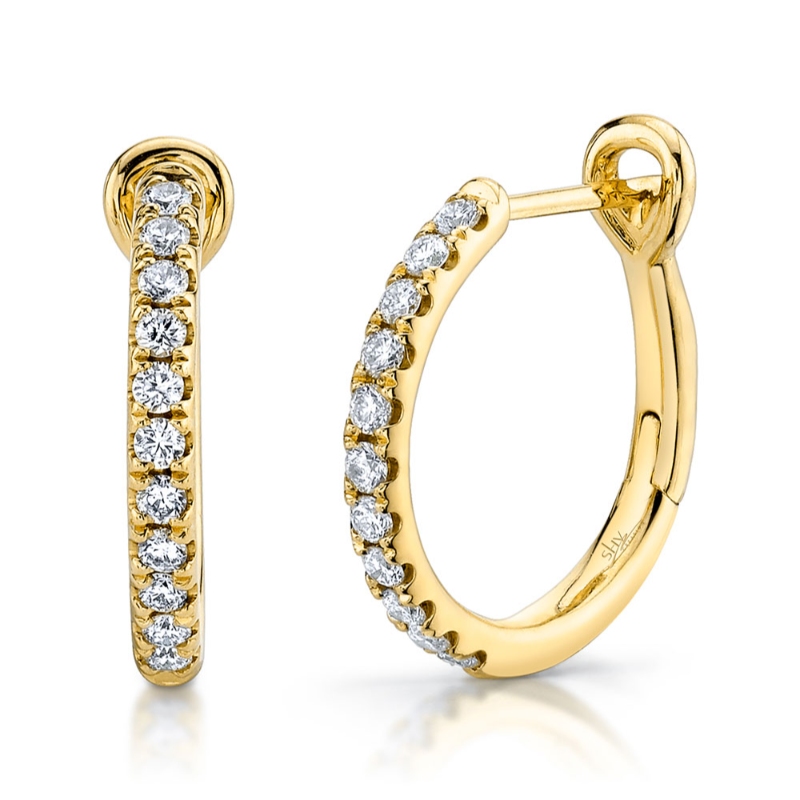 0.26Ct 14K Yellow Gold Diamond Hoop Earrings