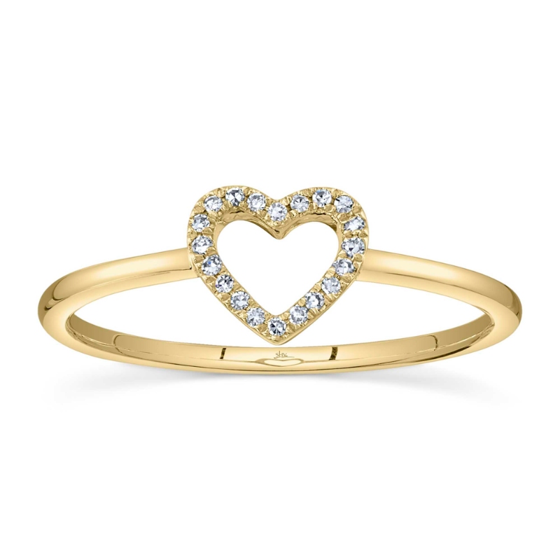 0.04Ct 14K Yellow Gold Diamond Open Heart Ring