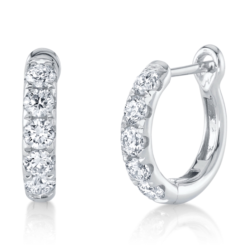 0.81Ct 14K White Gold Diamond Huggie Earrings