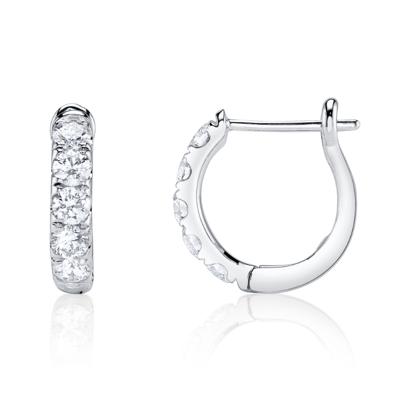 0.81Ct 14K White Gold Diamond Huggie Earring