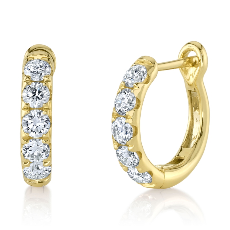 0.81Ct 14K Yellow Gold Diamond Huggie Earrings