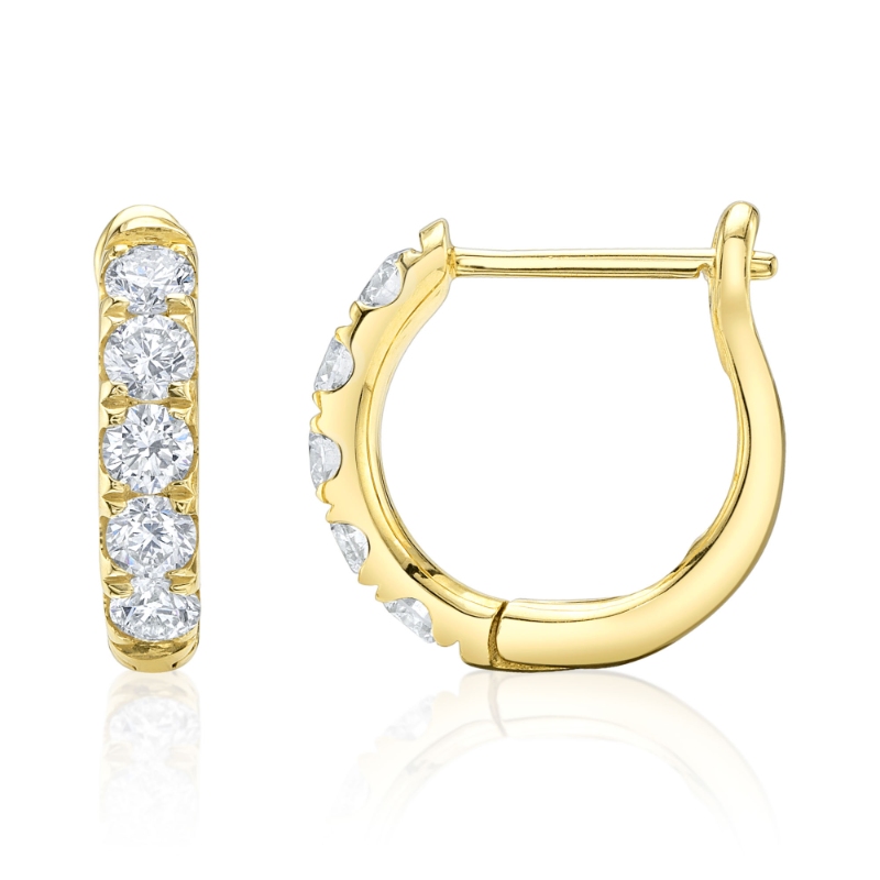 0.81Ct 14K Yellow Gold Diamond Huggie Earring