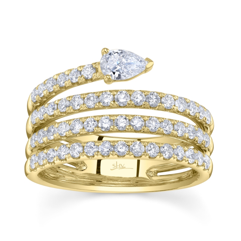1.28Ct 14K Yellow Gold Diamond Pear Ring