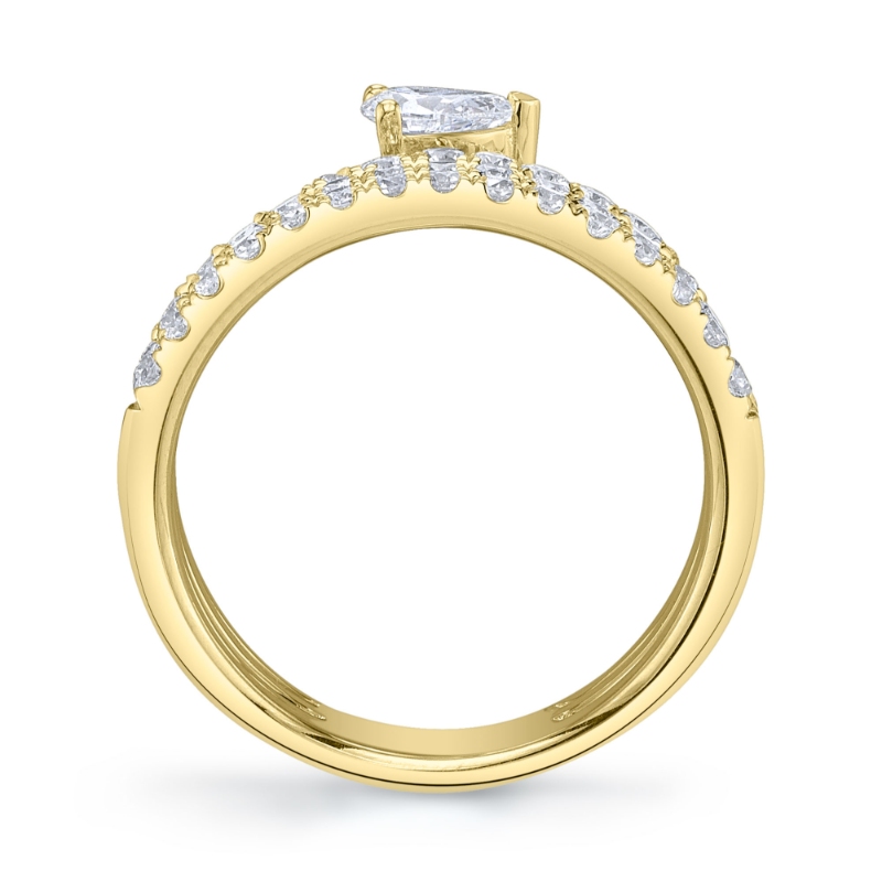 1.28Ct 14K Yellow Gold Diamond Pear Ring