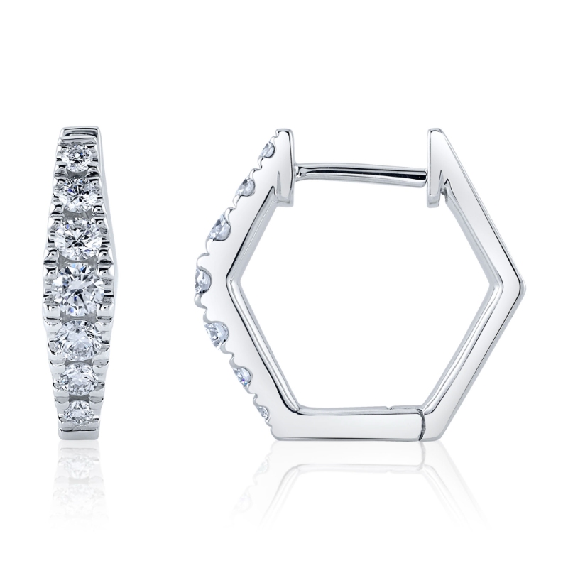 0.49Ct 14K White Gold Diamond Huggie Earring