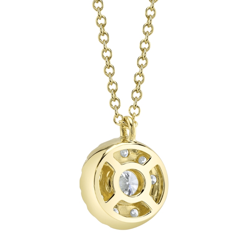 0.22Ct-Ctr(Round) 0.28Ct-Side 14K Yellow Gold Diamond Cluster Necklace