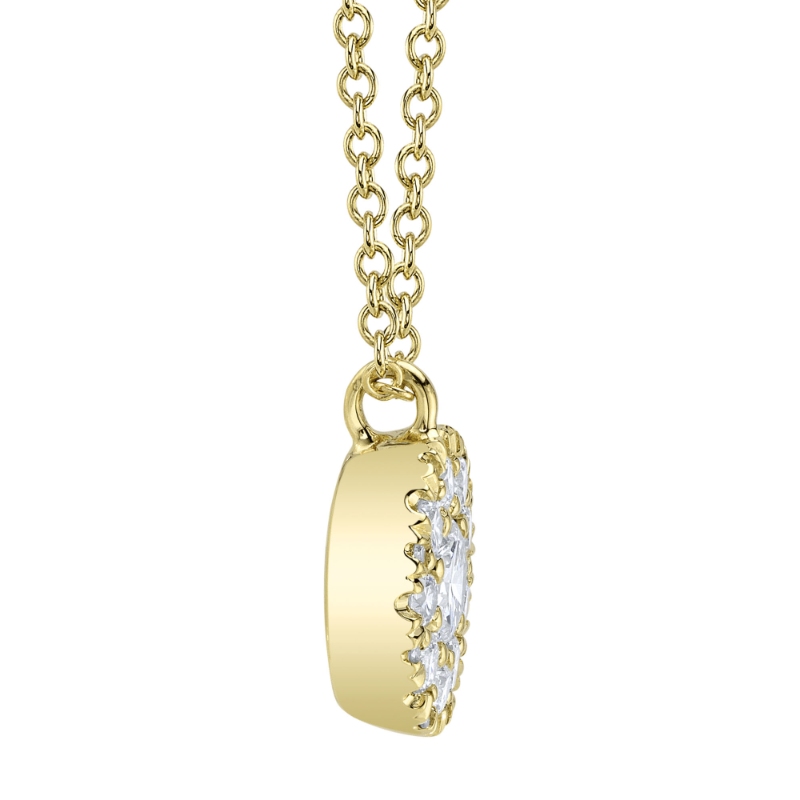 0.22Ct-Ctr(Round) 0.28Ct-Side 14K Yellow Gold Diamond Cluster Necklace