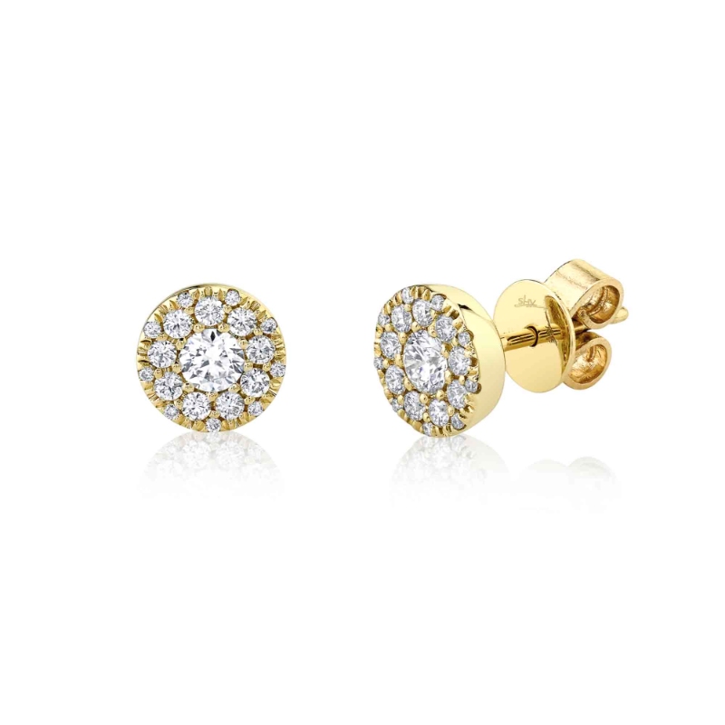 0.24Ct-Ctr(Round) 0.26Ct-Side Diamond Cluster Earrings