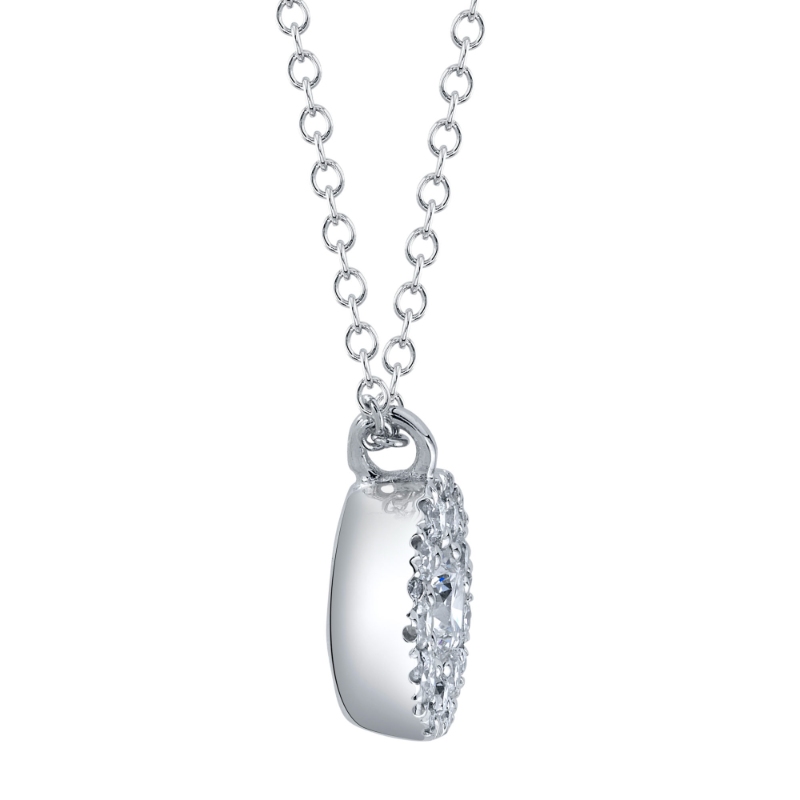 0.10Ct-Ctr(Round) 0.13Ct-Side 14K White Gold Diamond Cluster Necklace