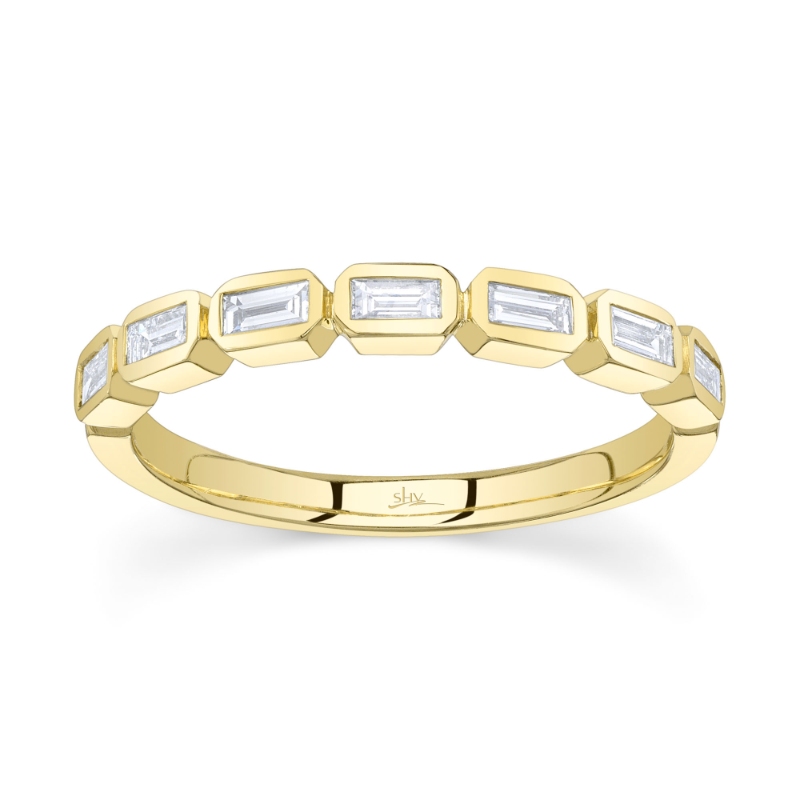 0.35Ct 14K Yellow Gold Diamond Baguette Bezel Band