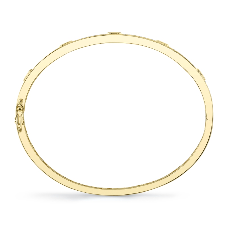 1.80Ct 14K Yellow Gold Diamond Emerald Bezel Pave Bangle