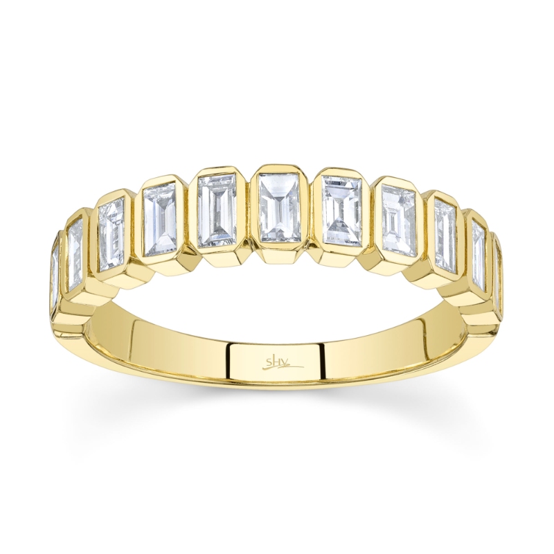 0.78Ct 14K Yellow Gold Diamond Baguette Bezel Band