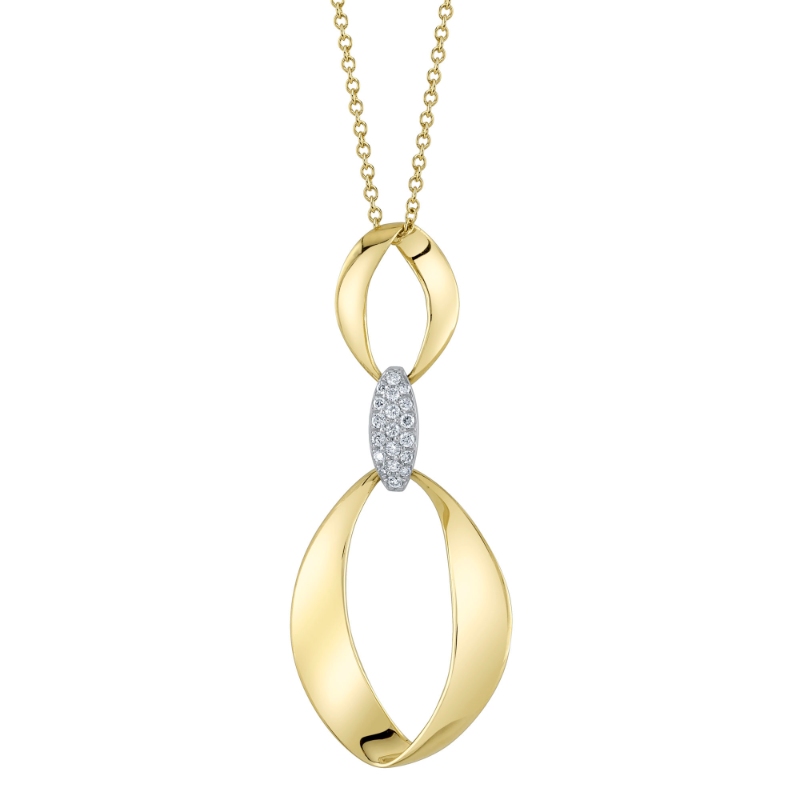 0.10Ct 14K Two Tone Yellow And White Gold Diamond Mobius Necklace
