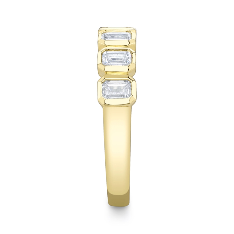 1.05Ct 14K Yellow Gold Diamond Emerald Bezel Band