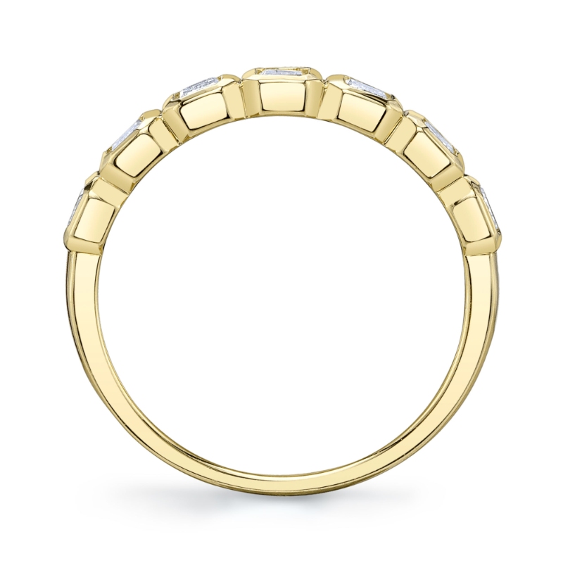 1.05Ct 14K Yellow Gold Diamond Emerald Bezel Band