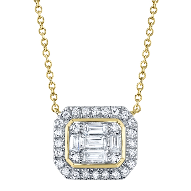 0.41Ct 14K Yellow Gold Diamond Baguette Necklace