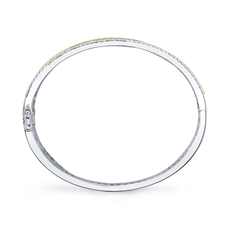 1.06Ct 14K2T W/Y Diamond Ribbed Bangle