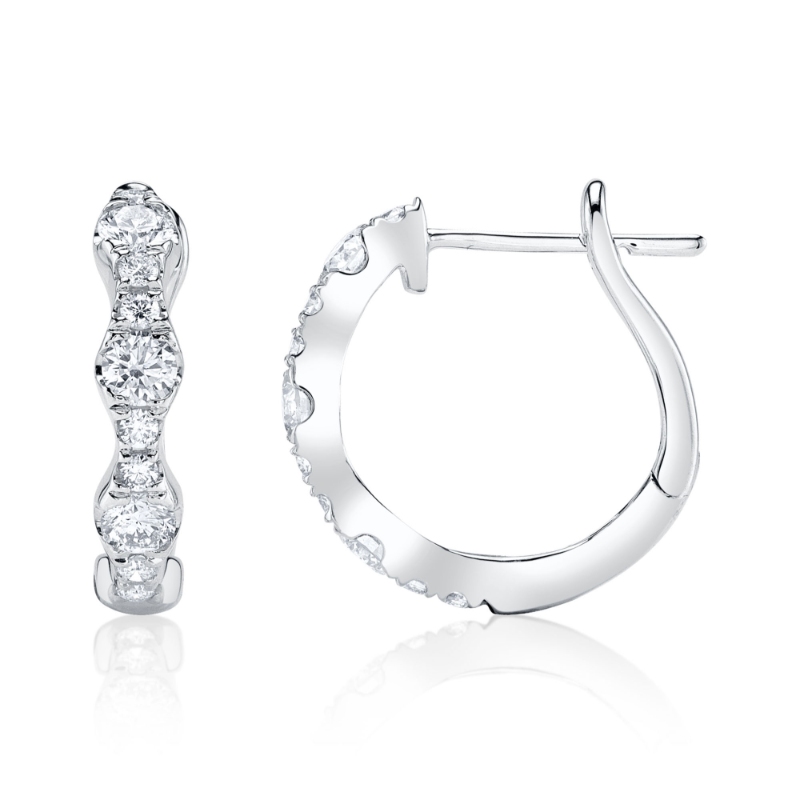 1.00Ct 14K White Gold Diamond Hoop Earring