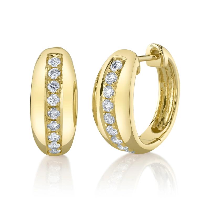 0.39Ct 14K Yellow Gold Diamond Hoop Earrings
