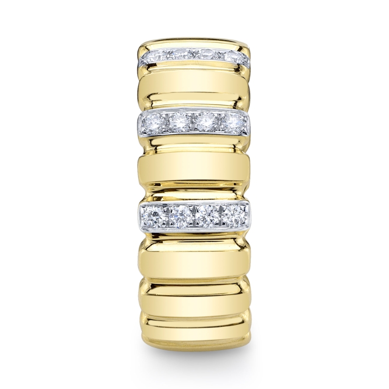 0.32Ct 14K Yellow Gold Diamond Ribbed Ring