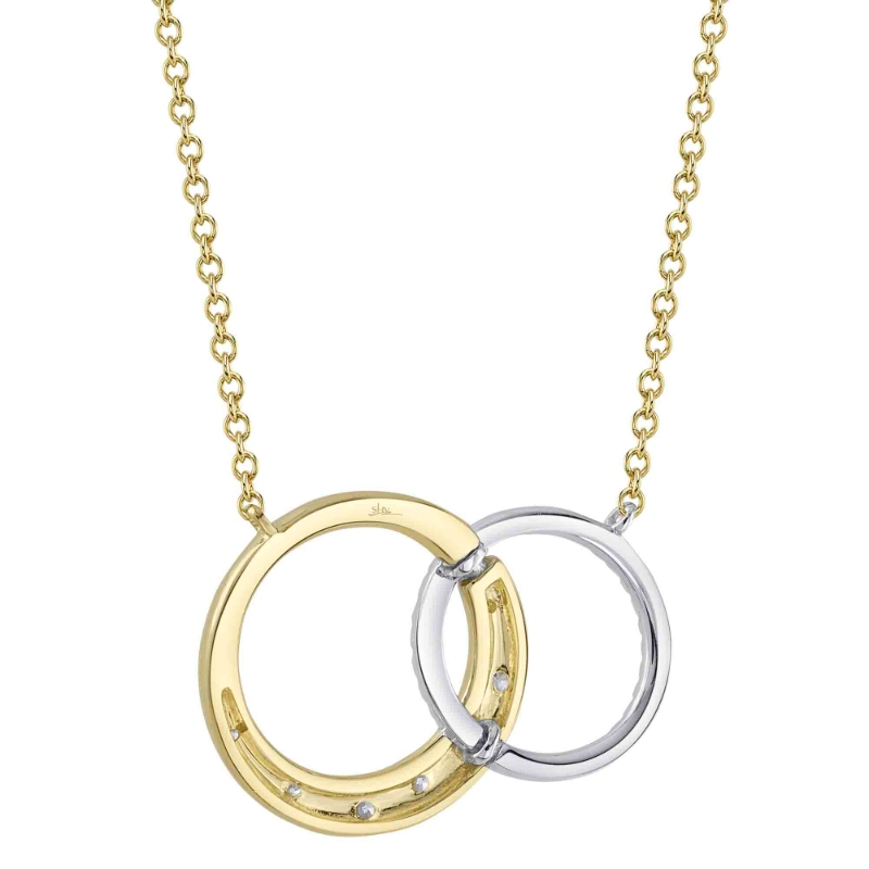 0.16Ct 14K2T Y/W Diamond Circle Necklace