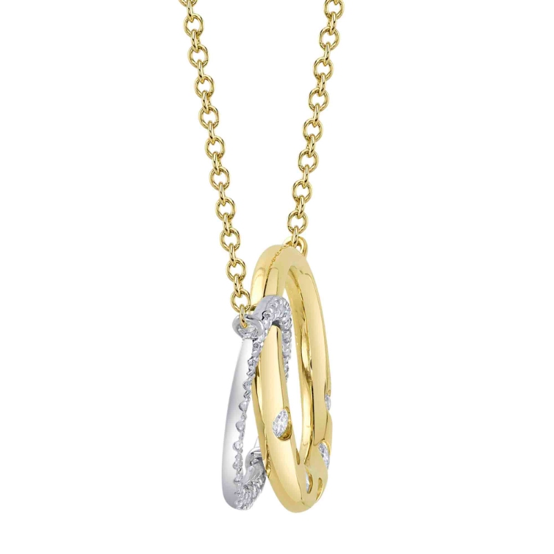 0.16Ct 14K2T Y/W Diamond Circle Necklace