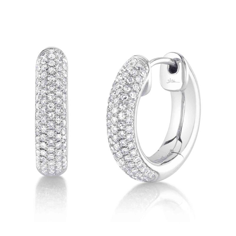 0.40Ct 14K White Gold Diamond Pave Hoop Earrings