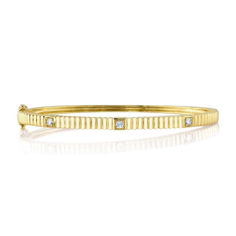 0.16Ct 14K Yellow Gold Diamond Bangle